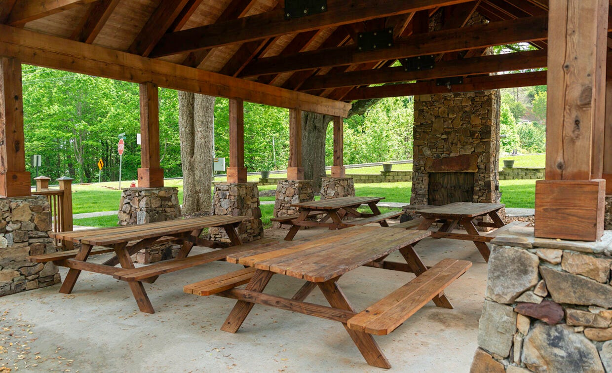 Image of a shed area in a park.